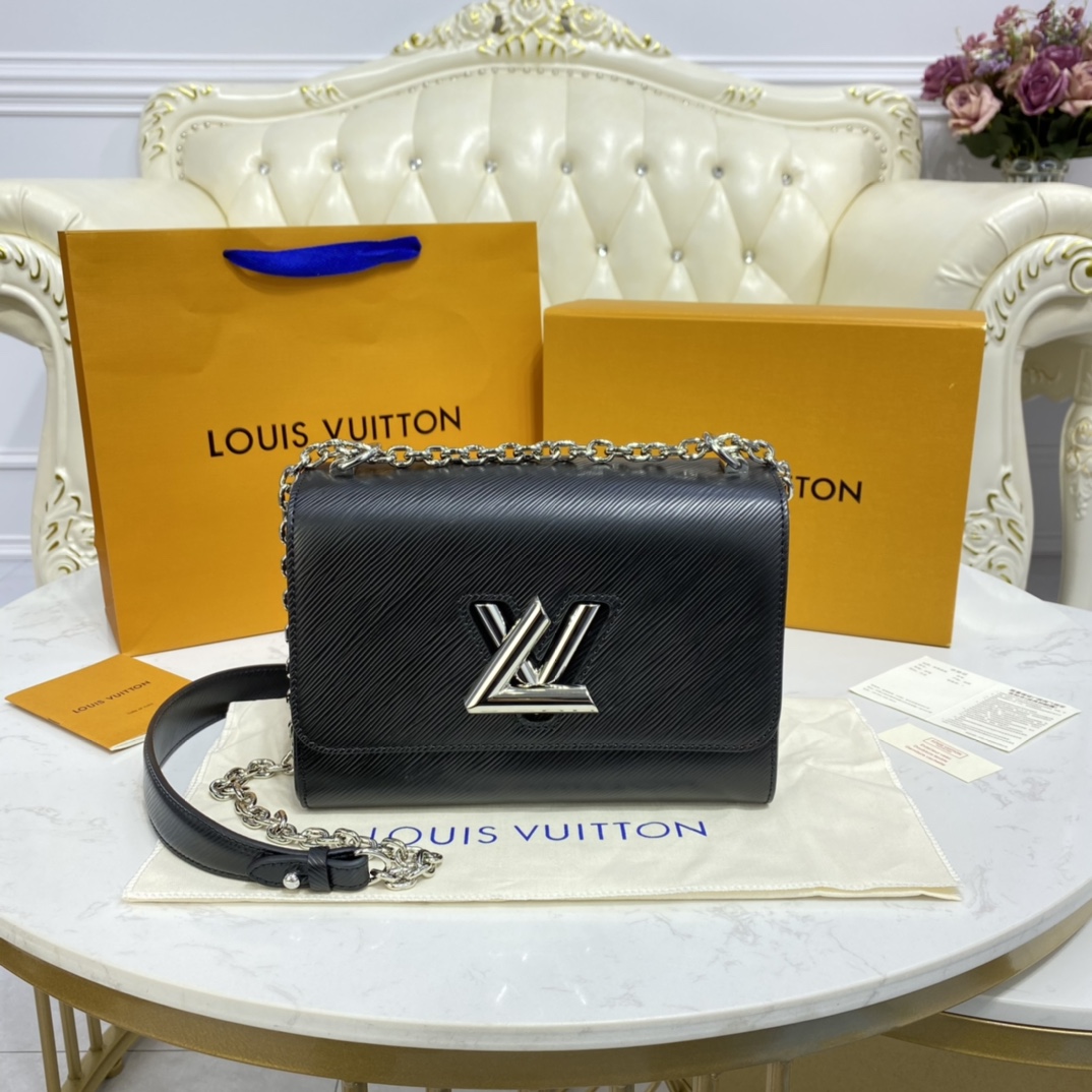 Louis Vuitton TWIST MM Handbag Epi Leather M50282 Black